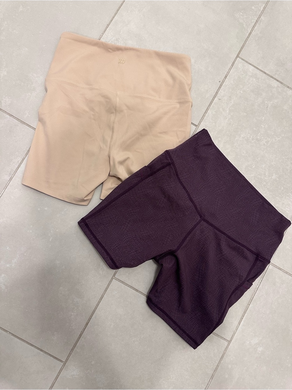 High-Waist Women’s workout Shorts in Beige and Deep Plum Target